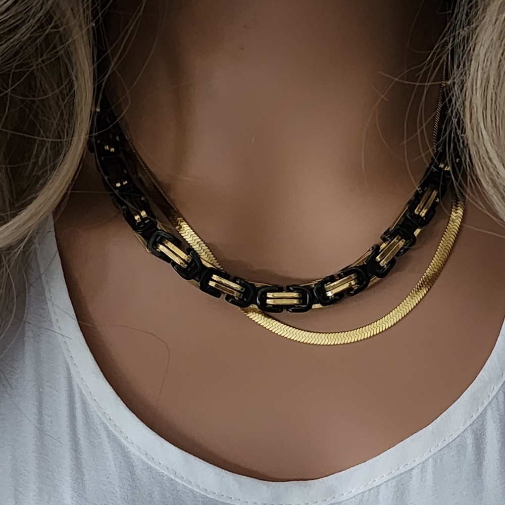 Designer Dea Dia Herringbone Necklace 14kt Gold plated Flat Chain - Picture 11 of 15